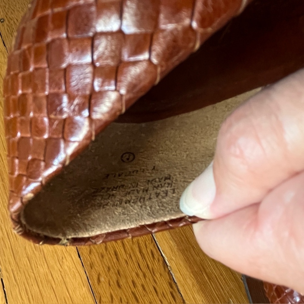 Vintage Enzo angiolini basket weave woven brown leather pumps 10 preppy scandi - Picture 7 of 7